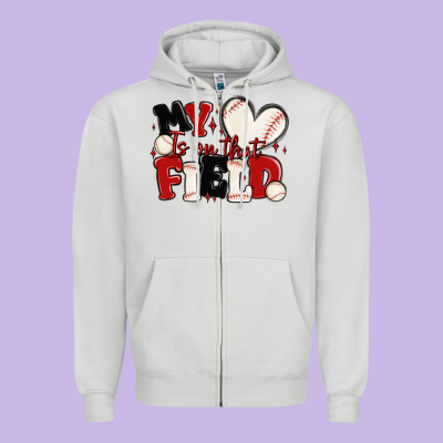 Zipper Hoodie my heart is on that field baseball