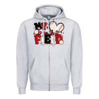 Heather Grey my heart is on that field baseball Zipper Hoodie - MaliasSmallBusiness