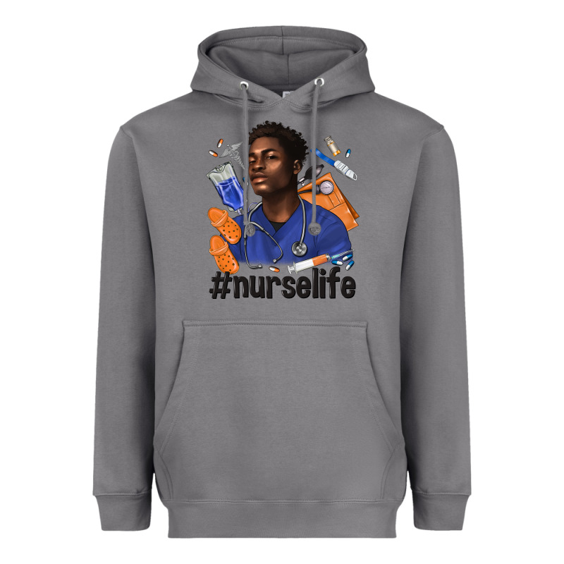 Afro Man Nurse Life Heavyweight Hoodie by texasbilliewilder | Teevron