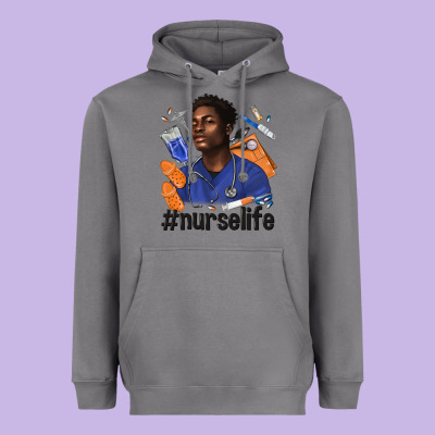 Afro Man Nurse Life Heavyweight Hoodie Designed By Texasbilliewilder