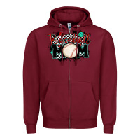 Burgundy baseball mom Zipper Hoodie - MaliasSmallBusiness