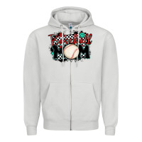 Dove Grey baseball mom Zipper Hoodie - MaliasSmallBusiness
