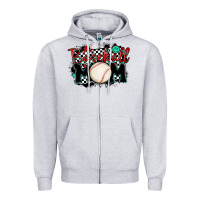 Heather Grey baseball mom Zipper Hoodie - MaliasSmallBusiness