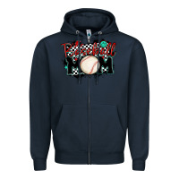 Navy baseball mom Zipper Hoodie - MaliasSmallBusiness