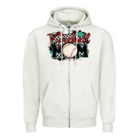 Oatmeal Heather baseball mom Zipper Hoodie - MaliasSmallBusiness