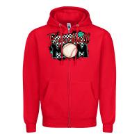 Red baseball mom Zipper Hoodie - MaliasSmallBusiness