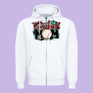 Baseball Mom Zipper Hoodie Designed By Maliassmallbusiness