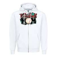 White baseball mom Zipper Hoodie - MaliasSmallBusiness