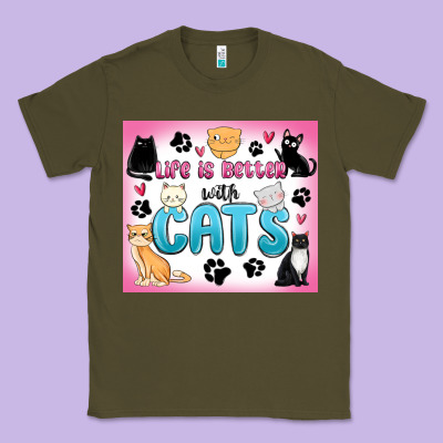 Classic Tee life is better with cats