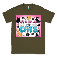 Army Green life is better with cats Classic Tee - MaliasSmallBusiness