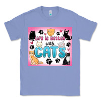 Colony Blue life is better with cats Classic Tee - MaliasSmallBusiness
