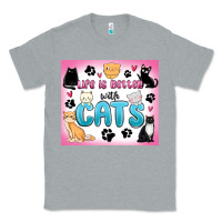 Heather Grey life is better with cats Classic Tee - MaliasSmallBusiness