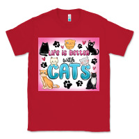 Red life is better with cats Classic Tee - MaliasSmallBusiness