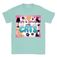 Seafoam life is better with cats Classic Tee - MaliasSmallBusiness