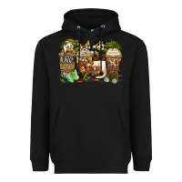 Black safari cartoon characters coffee cups Heavyweight Hoodie - Zillion Design Studio