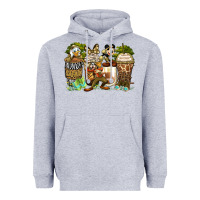 Heather Grey safari cartoon characters coffee cups Heavyweight Hoodie - Zillion Design Studio