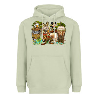 Matcha safari cartoon characters coffee cups Heavyweight Hoodie - Zillion Design Studio