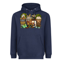 Navy safari cartoon characters coffee cups Heavyweight Hoodie - Zillion Design Studio