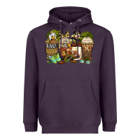 Plum safari cartoon characters coffee cups Heavyweight Hoodie - Zillion Design Studio