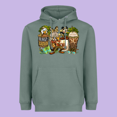 Safari Cartoon Characters Coffee Cups Heavyweight Hoodie Designed By Zillion Design Studio