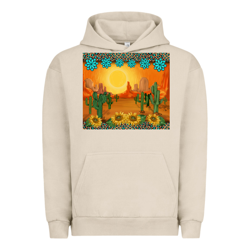 Western Sunset Cactus Sunflowers Gemstones Leopards Urban Hoodie by BarkalooDesign | Teevron