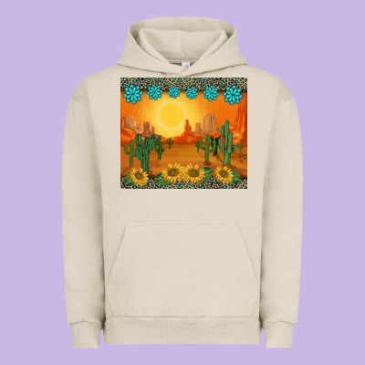 Western Sunset Cactus Sunflowers Gemstones Leopards Urban Hoodie Designed By Barkaloodesign