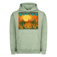 Pigment Oil Green western sunset cactus sunflowers gemstones leopards Urban Hoodie - BarkalooDesign
