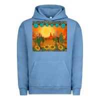 Pigment Pebble Blue western sunset cactus sunflowers gemstones leopards Urban Hoodie - BarkalooDesign