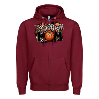 Burgundy basketball mom Zipper Hoodie - MaliasSmallBusiness