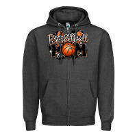 Charcoal Heather basketball mom Zipper Hoodie - MaliasSmallBusiness