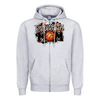 Heather Grey basketball mom Zipper Hoodie - MaliasSmallBusiness