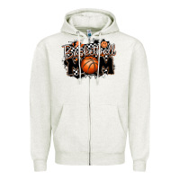 Oatmeal Heather basketball mom Zipper Hoodie - MaliasSmallBusiness
