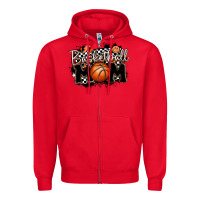 Red basketball mom Zipper Hoodie - MaliasSmallBusiness