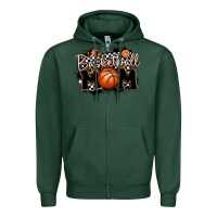 Sports Green basketball mom Zipper Hoodie - MaliasSmallBusiness
