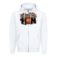 White basketball mom Zipper Hoodie - MaliasSmallBusiness