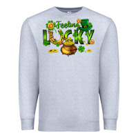 Heather Grey feeling lucky Premium Sweatshirt - FaDigitalArtStudio