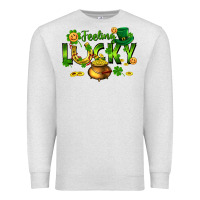 Oatmeal Heather feeling lucky Premium Sweatshirt - FaDigitalArtStudio
