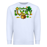 White feeling lucky Premium Sweatshirt - FaDigitalArtStudio