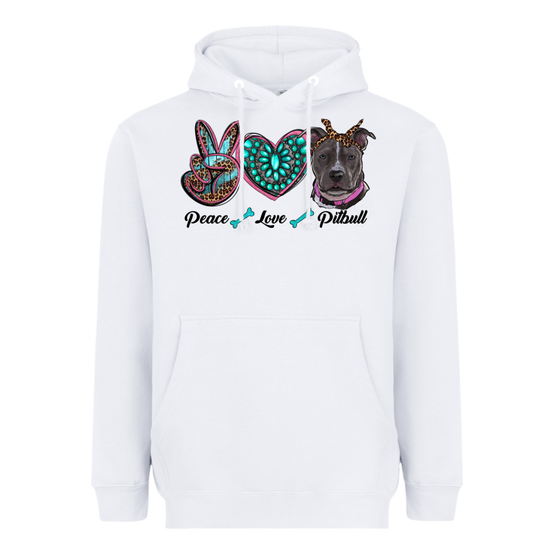Peace Love Pitbull Heavyweight Hoodie by RanaPortraitStore | Teevron