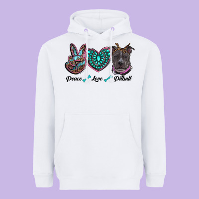 Peace Love Pitbull Heavyweight Hoodie Designed By Ranaportraitstore