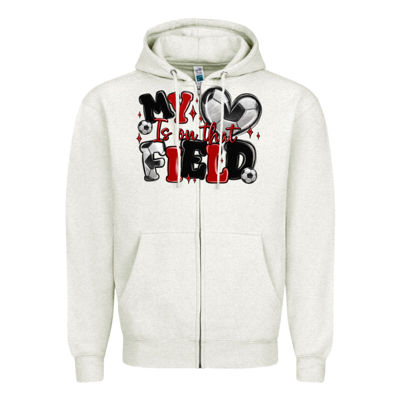 My Heart Is On That Field Soccer Zipper Hoodie by MaliasSmallBusiness | Teevron