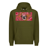 Army Green easter heifer with bunny ears and glasses license plate Premium Hoodie - Artiststas