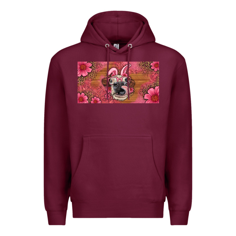 Easter Heifer With Bunny Ears And Glasses License Plate Premium Hoodie by Artiststas | Teevron