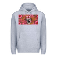 Heather Grey easter heifer with bunny ears and glasses license plate Premium Hoodie - Artiststas