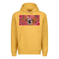 Mustard easter heifer with bunny ears and glasses license plate Premium Hoodie - Artiststas