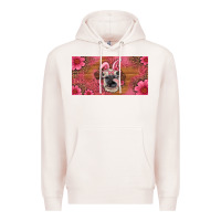 Pale Pink easter heifer with bunny ears and glasses license plate Premium Hoodie - Artiststas