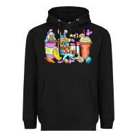 Black easter cartoon characters coffee cups Heavyweight Hoodie - Zillion Design Studio