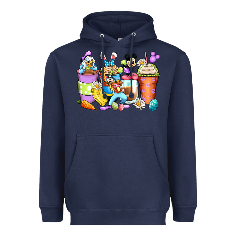 Easter Cartoon Characters Coffee Cups Heavyweight Hoodie by Zillion Design Studio | Teevron