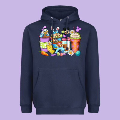 Easter Cartoon Characters Coffee Cups Heavyweight Hoodie Designed By Zillion Design Studio