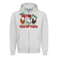 Dove Grey what a damn cluckin' fluster fluck chickens christ Zipper Hoodie - MaliasSmallBusiness